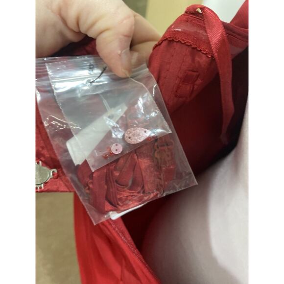 Adrianna Papell Women's Red Strapless Embellished Lined Cocktail Dress Size 8 - Picture 8 of 9